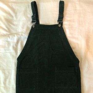 Green Corduroy Overall Dress